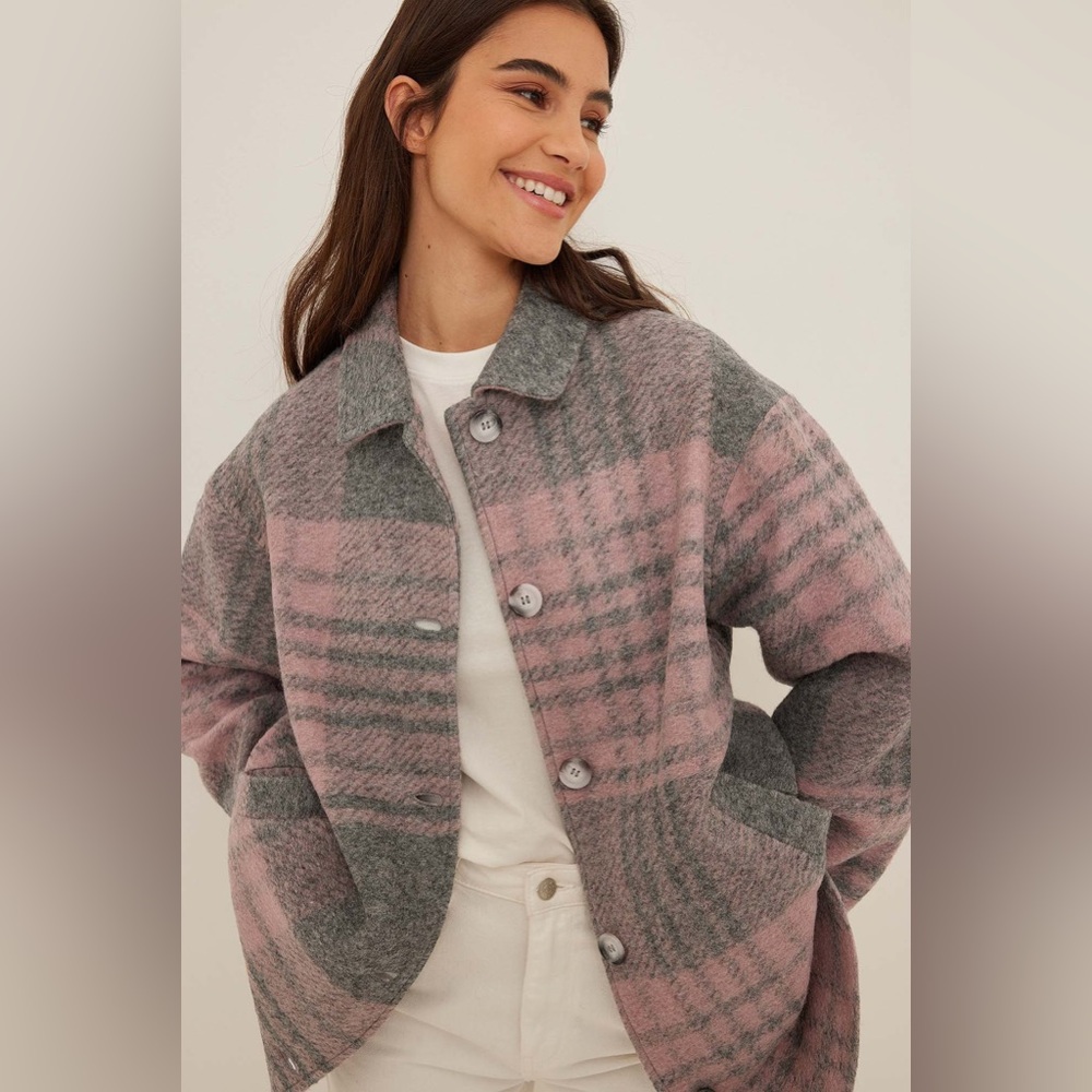 Plaid Pink and Gray Women's Jacket